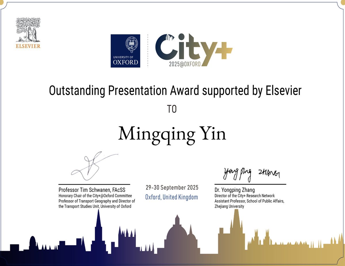Outstanding Presentation Award certificate